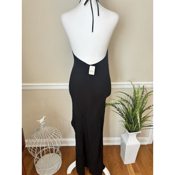 NWT Free People Beach Size Small Kristy Halter Maxi Dress Black Knit Stretch - Picture 4 of 9
